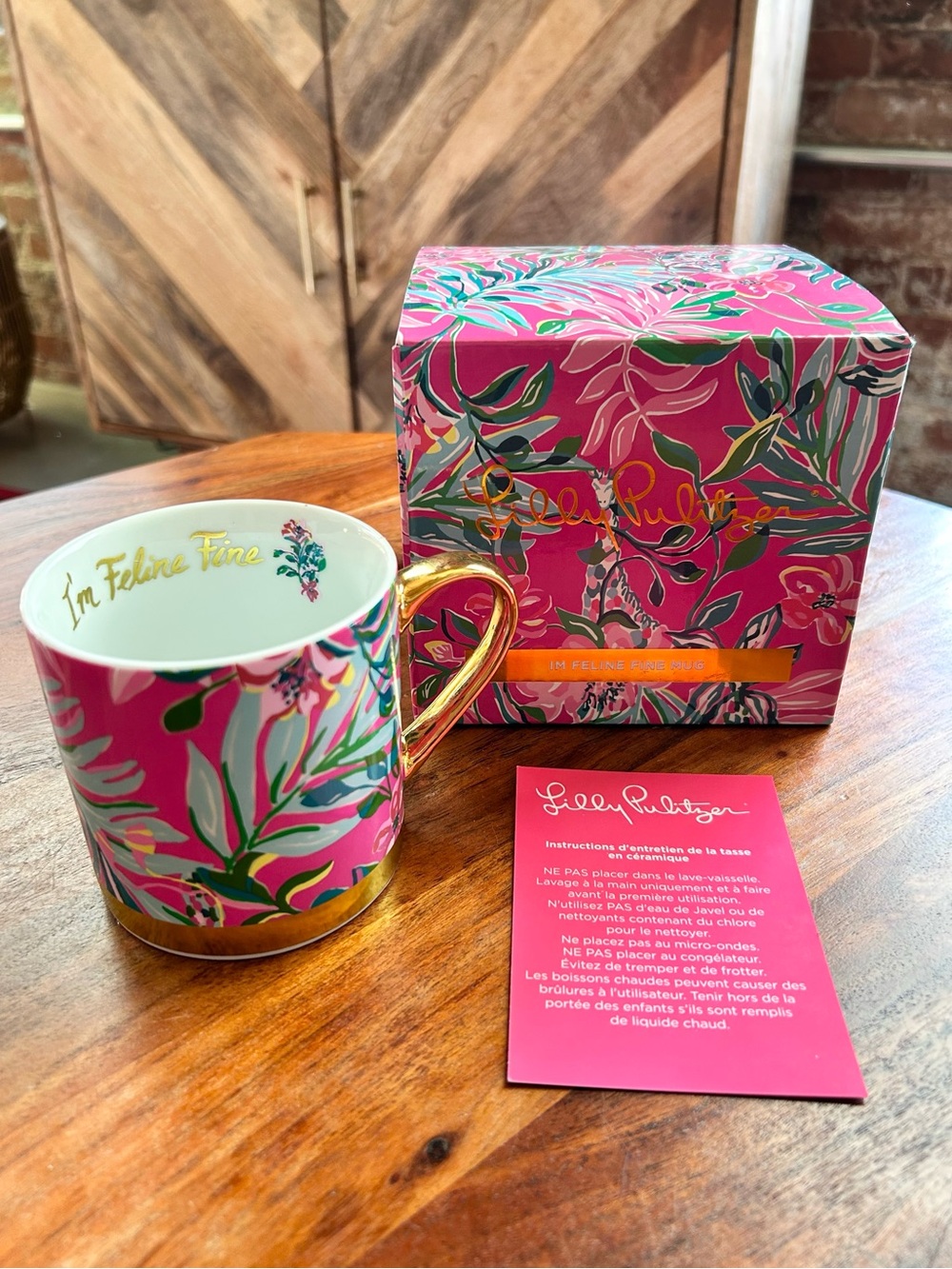 Lilly Pulitzer Feline Fine Boxed Mug Hot Pink